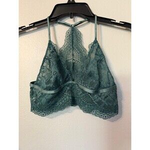 Free People Maya Longline Bralet Top Sagey Green Lace Sexi Sz XS